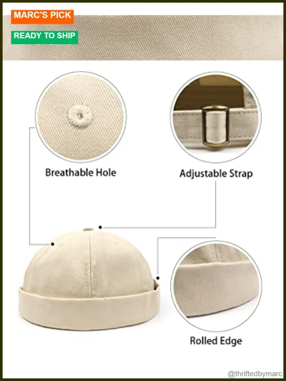 Oversize XXL Brimless Beanie Hat, Cotton Rolled Cuff Skull Cap, Adjustable No
